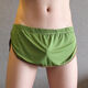 Men's thong underwear, seamless two-piece men's ice silk home pants with built-in single butt positioning casual shorts, military green M