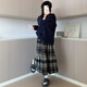 Langsha Woolen Plaid Skirt Women's Autumn and Winter 2025 New High Waisted Slim A-Line Mid-Length Umbrella Skirt Cake Skirt