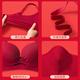 Langsha Red Underwear Wedding Couple Set Small Breasted Bride Groom Male and Female Socks Dowry Pair Women's Underwear Set (Moon Red) + Men's Underwear Gift Box Set L Underwear 36/80ABC Recommended Weight 115- 130 Jin Jin equals 0.5 kg XL Underwear for Women + 3XL Underwear for Men