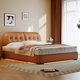 Winter Bear Toffee Cloud Bed Ultra-Thin Bedside Leather Puff Cream Style Double Master Bedroom High Box Storage Translation Bed Imported Cowhide Bed/Full Solid Wood Beech Rib Frame 1800mm*2000mm-Translation Storage Structure
