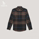 哈吉斯（HAZZYS）女装 2025冬季新款女士撞色复古格子长袖衬衫女ASCSK1CDK28 碳灰色CG 2XL (170/96A 44)