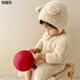 Bear Plush Onesie Baby Onesie Knitted Romper 2023 Autumn and Winter New Baby Cute Bear Outing Wear Long Sleeve Clothes Set 03 Brown Bear Onesie + Hat 90