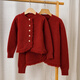Little Bear Elf (xiaoxiongjingling) red mother-daughter sweater cardigan New Year autumn and winter new parent-child wear high-end western-style round neck sweater family wear burgundy cardigan/single piece 165 mother size S (recommended weight 80-100Jin Jin equals 0.5 kg)