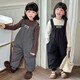 G.DUCKKIDS baby down overalls, boys and children's suspender long pants, girls' casual pants, baby winter belly protection warm pants, black 90, recommended age is about 1 and a half years old