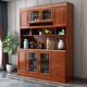 Morning Companion Sideboard Solid Wood Wine Cabinet Multifunctional Chinese Wall Storage Cabinet Tea Cupboard Restaurant Shelf Combination Cabinet Walnut Color Oak Imported from Thailand 140*42*200cm