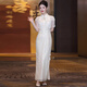 Wenmi Engagement Wear Couple New Chinese Style Cheongsam Bridal Wedding Dress Engagement 2025 New Small Toast Wear Back Door Shawl Champagne Cheongsam S