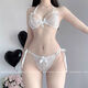 Large Size Sexy Underwear Women's Summer 2024 New Passion Mesh Bra Thong Set White One Size 80-120Jin Jin equals 0.5 kg