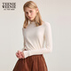 
Teenie Weenie Bear Women's T-shirt 2025 Autumn New Small Tretleneck Fleece Base Long Sleeve Top Ivory White M