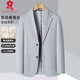 MONTAGUT brand men's mulberry silk suit men's spring and summer thin casual handsome small suit breathable sun protection jacket light gray 2XL 185-