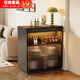 Shantou Lincun French black bar table home dining side cabinet living room partition storage side cabinet retractable island dining table small apartment double-sided bar table 90cm + L sliding cabinet combination door installation