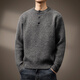 CCKELA high-end American retro wool blended Henry collar sweater for men in winter new thickened warm loose sweater for men dark gray M _Suitable for 100-120Jin Jin equals 0.5 kg