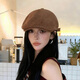 Xuanyan retro Japanese progressive hat women's British style all-match beret big head circumference backward duck bill newsboy hat beret dark brown