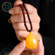 Manla Jade Pei natural beeswax pendant amber water drop necklace men and women raw stone high-end old honey chicken oil yellow pendant genuine beeswax water drop 6-7g amber bead chain