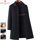 MONTAGUT double-sided cashmere coat for middle-aged and elderly men, long lapel, winter business casual woolen windbreaker jacket, black S 165/84A