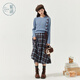 Zihan (ZIHAN) Zihan blue plaid suspender dress wool pullover sweater two-piece suit for women 2025 winter new style blue plaid M