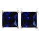 Yuze princess square tanzanite sapphire earrings for women, Korean fashion simple sterling silver jewelry, colorful treasures, hypoallergenic, main stone 7X7mm