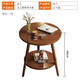 Shanshan wood art coffee table side table small table living room small apartment double-layer small round table bedside storage rack sofa side table