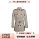 博柏利（BURBERRY）纯色双排扣翻领长袖中长款风衣男款 浅棕色 2XL