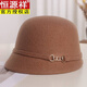 Hengyuanxiang's new autumn and winter woolen hat for women, Japanese face-showing small fashion equestrian hat, Hepburn style retro fisherman hat, basin hat, mocha color, chain small edge equestrian M (56-58cm)