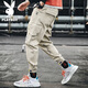 Playboy (PLAYBOY) overalls men's autumn and winter pants men's loose casual pants men's trendy leggings men's pants light khaki XL
