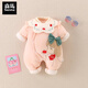 Semir Children's Newborn Baby Warm Jumpsuit Newborn One-month Baby Thickened Suit Autumn and Winter Outings Cotton Jacket Clothes Pink 73cm