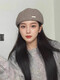 Korean style versatile beret for women 2025 autumn and winter new style elegant reverse wear forward hat retro wool painter hat mocha color M (56-58cm)