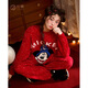 Gongdie Heat Storage Type Disney Mickey Autumn and Winter Red Couple Pajamas Women's Half Velvet Wedding Home Clothing for Men