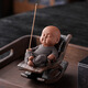 Lion Orixing's Zen-like Purple Clay Little Monk Tea Pet Ornaments Creative Rocking Chair Personalized Tea Play Tea Table Multi-functional Decorative Furnishings Little Purple-Shadow Zen Monk Free Incense from the Pear Tent