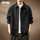 JEEP SPIRIT Jeep Japanese bamboo pattern shirt jacket men's autumn loose new retro top workwear long-sleeved shirt black XL