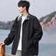 Dingfengbaoluo casual lapel jacket men's autumn loose and versatile zipper plaid jacket EX01 black XL