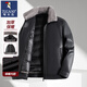 Woodpecker (TUCANO) down leather jacket men's thickened and warm autumn and winter leather jacket dad winter coat middle-aged men's leather jacket top black removable liner + fur collar XL /180 recommended 125-140Jin Jin equals 0.5 kg