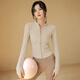 ACKDCS new yoga jacket women's spring and autumn sports running and cycling clothing long-sleeved fitness top light khaki S