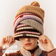 Bananain Liu Haocun's same style hot leather 501++ women's warm fur ball knitted winter casual hat white brown