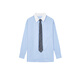 RE VAN Rui Fan and Shen Mengchen's same style 2025 winter new dark plaid tie sky blue shirt RL90901331 blue S /36