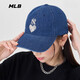 MLB men's and women's couple baseball caps, fashionable and versatile, loving denim soft-top sun hat CPH02 New York Yankees/Indigo Blue, One Size
