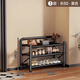 Clothing shoe rack multi-layer home door indoor entry door small narrow installation-free folding simple shoe cabinet for dormitory rental use 3 layers 50cm-high-grade black double reinforcement + support tie