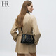 HR Helena Bag Women's Bag Simple Fashionable Handbag Women's Head-Layer Cowhide Diamond Single Shoulder Crossbody Bag Birthday Gift Black + Gift Box Packaging