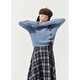 Zihan (ZIHAN) Zihan blue plaid suspender dress wool pullover sweater two-piece suit for women 2025 winter new style blue plaid M