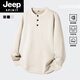 JEEP SPIRIT Heavy New Chinese Henley Collar Men's Sweater White Velvet Thickened Loose Bottoming Wool Sweater Men's Autumn PY39-Black+PY39-Khaki Two-piece More Affordable M 90-130Jin Jin is equal to 0.5 kg