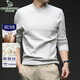 Cardan Road T-shirt men's long-sleeved autumn and winter basic warm inner top slim half turtleneck solid color camel velvet bottoming shirt