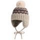 SOMUBAY (SOMUBAY) Fair Isle hat for women, thickened and warm, autumn and winter ear protection hat, wool ball knitted woolen hat, cycling anti-cold Lei Feng hat, beige M (54-60cm)