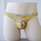 New practical men's thong men's sexy lace mesh underwear low waist seamless breathable printing ultra-thin personality yellow M