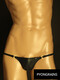 PYONGRAINS men's thong string silky thin ice silk high elastic semi-transparent sexy thong with low ring black S