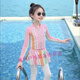 Bin Shiman 2025 new summer swimsuit long-sleeved girls split swimming trunks sun protection small and medium children's clothing 6065 swimsuit 80 90 height about 80cm
