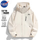 NASA MARVEL Jacket Men's Spring and Autumn Hooded Jacket Casual Top Couple Windproof Mountaineering Wear Ivory White L