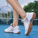 65z3 New Badminton Shoes Autumn Indoor Comfortable Double Net Sports Shoes Simple Thick Soled Lightweight Competition Shoes White Red 42