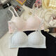 Underwear for female students, Korean version of girl's bra without rims, small breasts gathering, anti-sagging, secondary breasts, sexy pure desire tube top, light blue + pink XL 38/85