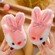 Tianmiaomiao girls' cotton slippers for autumn and winter, cute three-dimensional rabbit plush home shoes for children, thickened warm anti-slip slippers for girls, cute warm cotton slippers for girls, pink rabbit, size 30-31, inner length about 19cm/suitable for 5-7 years old