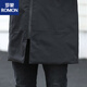 ROMON high-end windbreaker men's mid-length hooded fashionable casual solid color large size jacket men's 2025 spring and autumn new style with cotton outer black (cotton) M