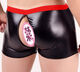 Men's sexy underwear men's special open thong patent leather pants nightclub ds performance clothing black + red edge L
